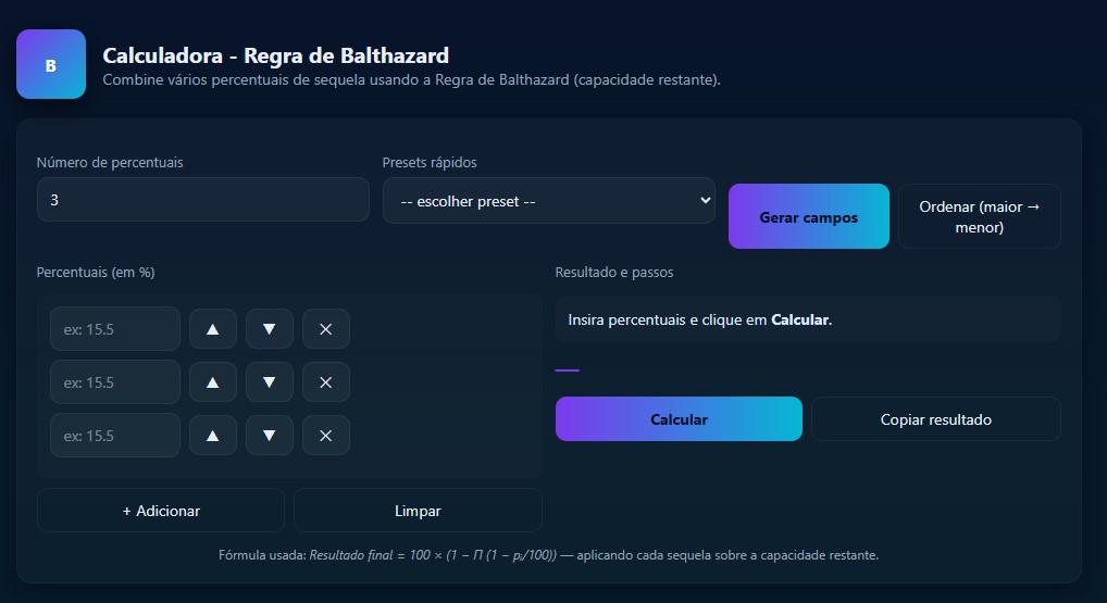 Calculadora de dano pessoal múltiplo