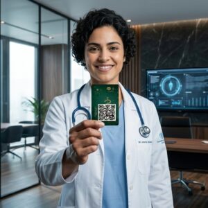 Cartão de presença digital do médico